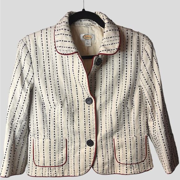 Talbots Microdot Cropped Blazer with Peter Pan Collar size 12 - Picture 1 of 6